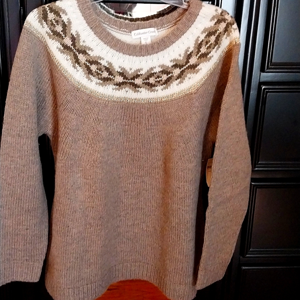 NWT Coldwater Creek fair isle sweater with metallic trim.